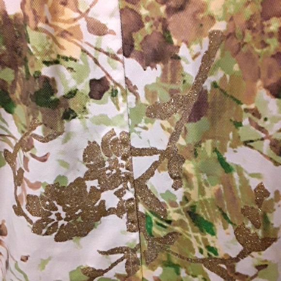 Green/Yellow w/ Gold  Glitter Floral Jean Jacket XL - Picture 6 of 9